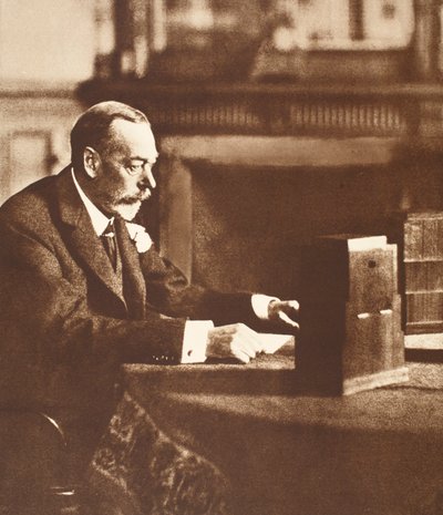 King George Broadcasting to the Empire on Christmas Day at Sandringham, 1935 by English Photographer